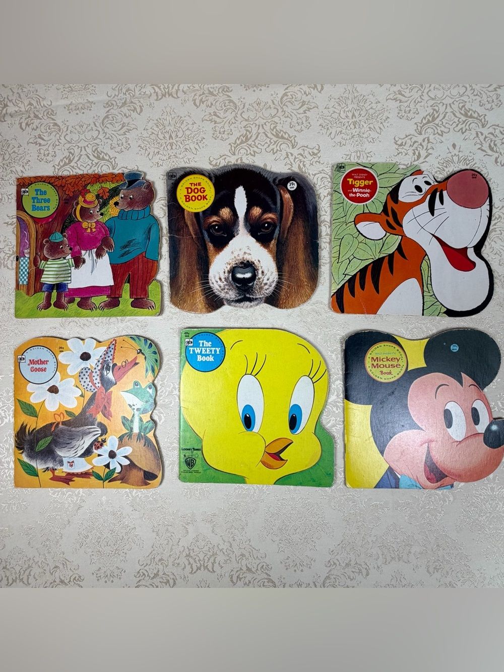 Vintage Golden Shape Books Disney, Tweety, Tigger, Mickey, Animal Titles 1970’s